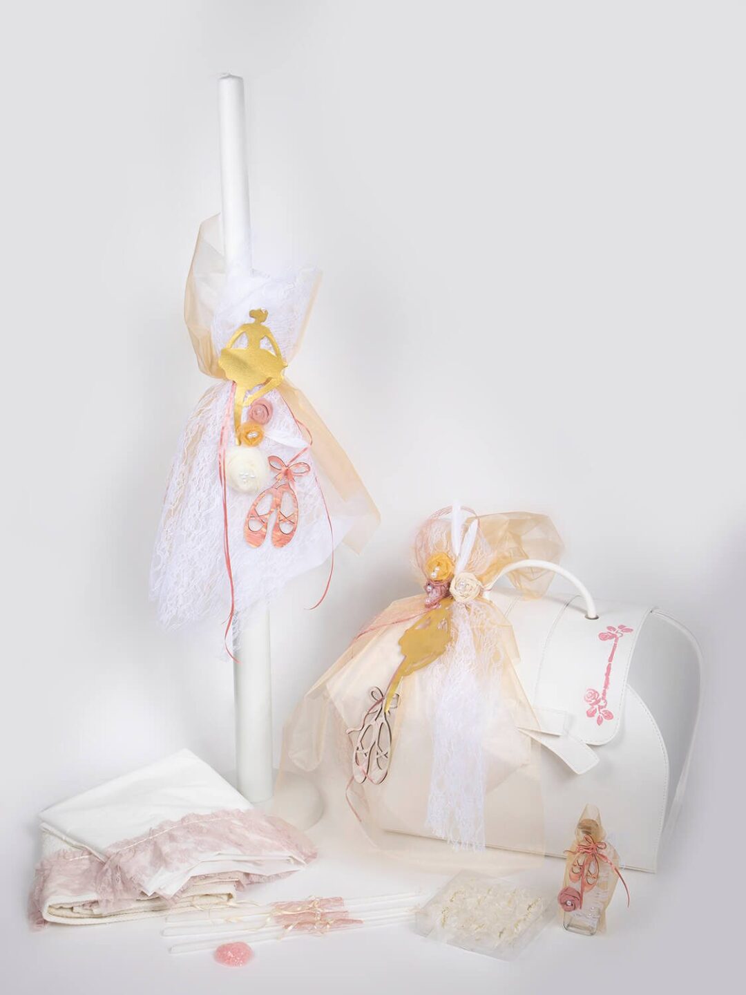 Σετ βάπτισης βαλίτσα δερματίνη μπαλαρίνα,