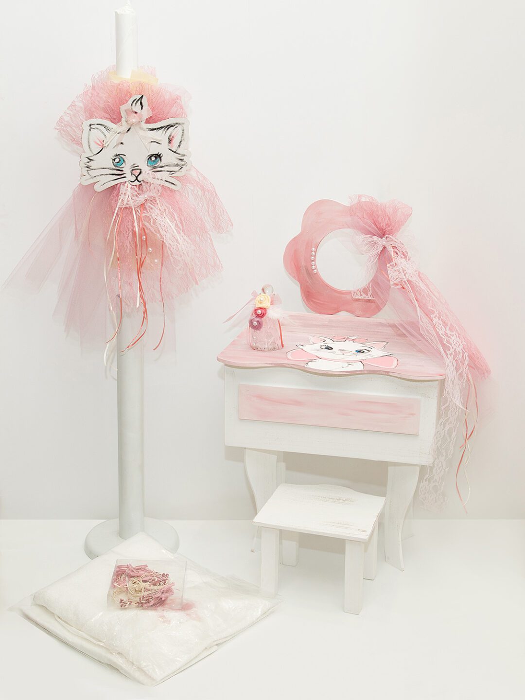 Σετ κουτί βάπτισης boudoir με θέμα την γάτα