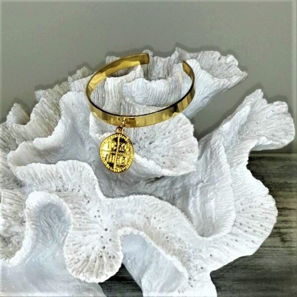 Πολυτελές μαρτυρικό βραχιόλι για Νονα και Μαμά με χρυσό νόμισμα