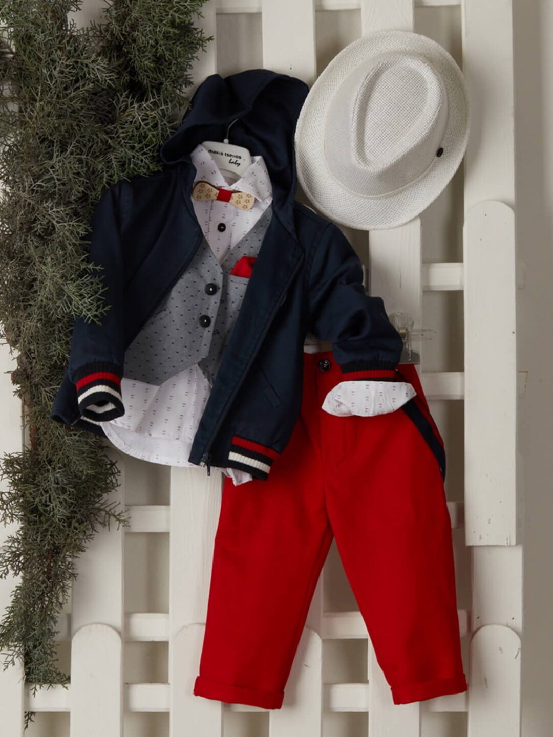 Βαπτιστικό ρούχο για αγόρι σε μπλε και κόκκινο