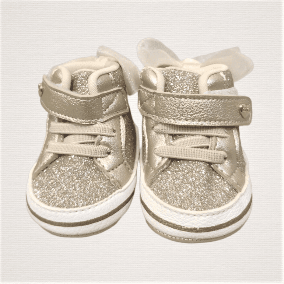 Βαπτιστικό παπούτσι αγκαλιάς μποτάκι με χρυσό γκλίτερ