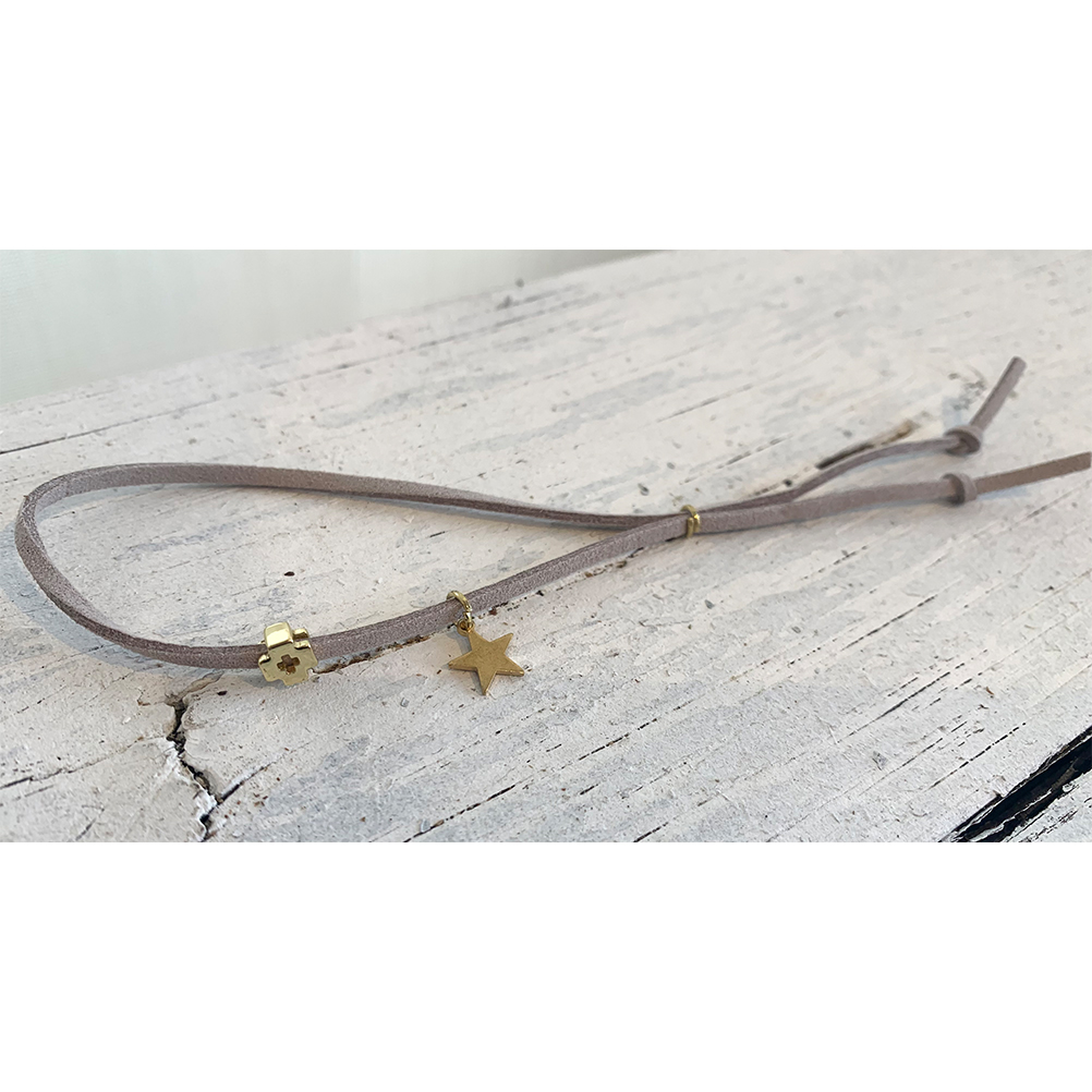 Μαρτυρικά βραχιολάκια για βάπτιση σουέτ – χρυσό αστέρι